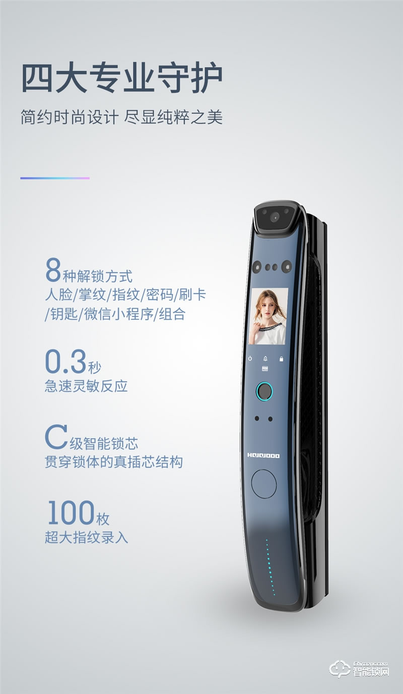 皇家金盾人脸锁 F60M全自动人脸识别可视猫眼锁